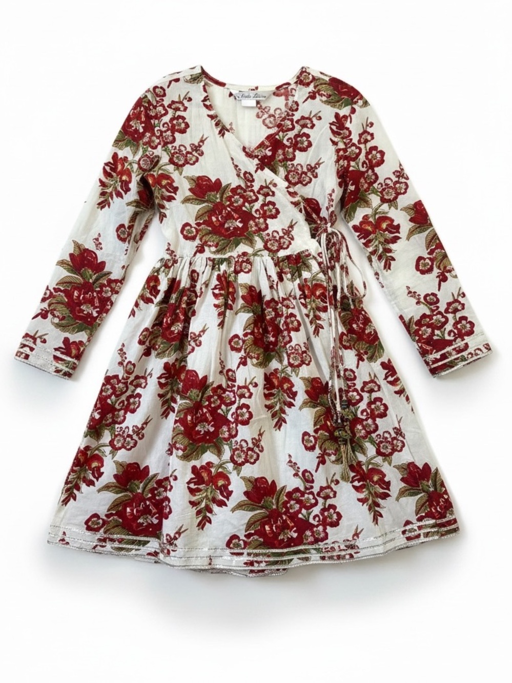 The Little Edition Handcrafted Angrakha Wrap Dress Girls 9-10 6X 7 Boho Cotton